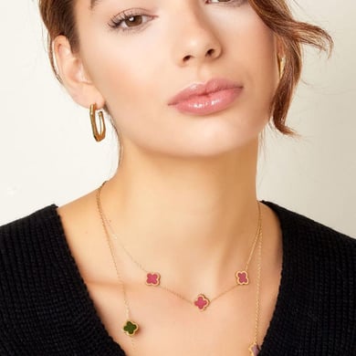 Necklace three colorful clovers h5 Picture4